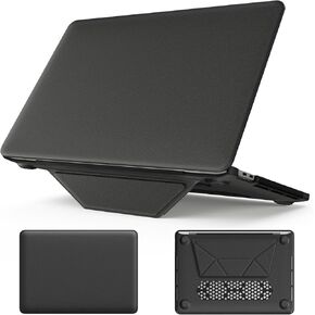 Laptop Case for MacBook Pro 13 2018/2020/2022(A2338 M1/M2 A2289 A2251 A2159 A1989 A1706 A1708),Premium Leather + PC Hard Slim Clip on Cover Case Full Protection Shell W Magnetic Stand,Black in Kuwait