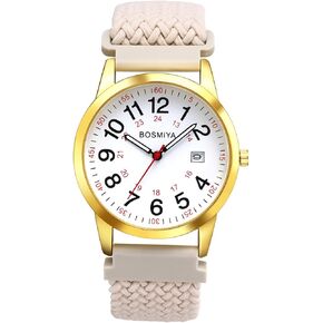 Lancardo Braided Elastic Strap Watch: 24-Hours Analog Quartz Adjustable Arabic Large Dial Casual Wristwatch for Men Women Easy-to-Read in Kuwait