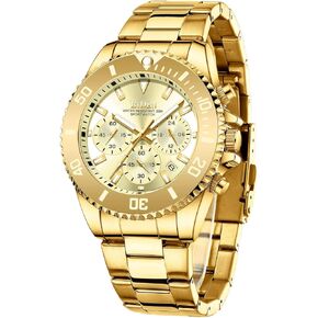 Biden Mens Watches Chronograph Stainless Steel Waterproof Date Analog Quartz Watch Business Casual Fashion Wrist Watches for Men, Black a, Quartz Watch,Chronograph in Kuwait