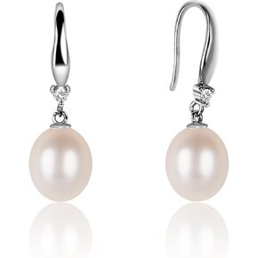 Handpicked Dangle Stud White Pearl Earrings Sterling Silver AAAAA+ Freshwater Cultured Pearl Earrings Hypoallergenic with Gift Box Wedding Jewelry for Women, Brides, Bridesmaids of The Bride in Saudi Arabia