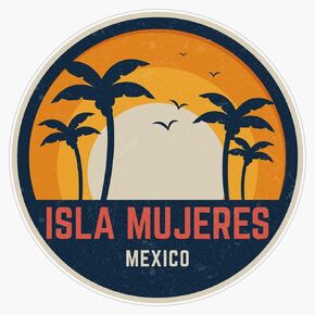 ملصق من الفينيل Isla Mujeres Mexico مقاوم للماء وممتص للصدمات لنافذة الكمبيوتر المحمول مقاس 5 بوصات، (LEU3-SM-STICKERS-3190) in Kuwait