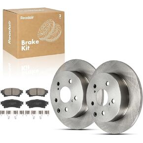 Rear Solid Disc Brake Rotors + Ceramic Pads Kit 6PC Compatible with Toyota RAV-4 2006-2018,HS250h 2010-2012,Geomet Coated - Replace 31443 D1212-8332,11.1in(281mm) in Kuwait