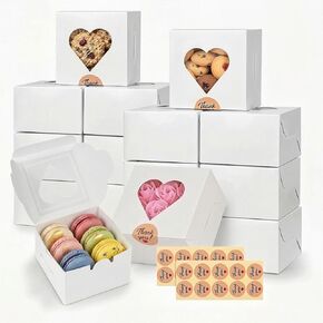 VGOODALL 50PCS صناديق ملفات تعريف الارتباط الصغيرة ، صناديق مخبز مصغرة 4 × 4 ×. in Kuwait