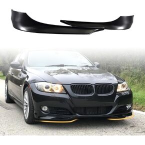 Front Bumper Lip Spoiler, Compatible with 2009-2012 BMW E90 3-Series Sedan (LCI/Facelift Models), PP Unpainted Black Factory Style Add-on Front Splitter Air Dam Chin Protector, 2 Pieces in Kuwait