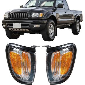 استبدال أضواء إشارة الانعطاف الجانبية للسائق لسيارة Toyota Tacoma 2001-2004 عدسة كهرمانية شفافة مجموعة مصابيح إشارة بلاستيكية سوداء اللون 8161004070 8162004070 in Kuwait