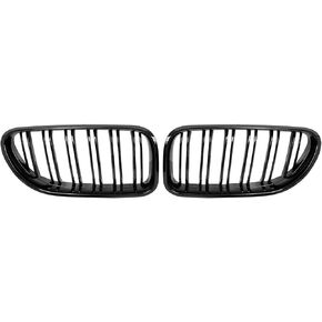 الجبهة العلوي غطاء محرك السيارة الوفير مصبغة الكلى لسيارات BMW M6 F06 2012-2018 اليسار اليمين شريحة مزدوجة لمعان أسود زوج استبدال مجموعة الشواية للترقية الخارجية in Kuwait