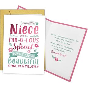 Nchigedy Funny Birthday Card for Niece, Niece Birthday Card Gift from Uncle Aunt, Cute Bday Cards for Nieces in Kuwait