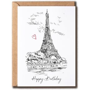 Happy Birthday Paris Eiffel Tower Greeting Card - Modern Scenery Card - 5x7 inches in Saudi Arabia