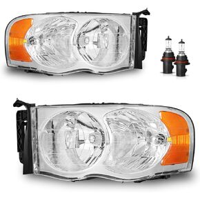 Headlights Assembly for 2002-2005 Dodge Ram 1500, for 2003-2005 Dodge Ram 2500 3500, High/Low Beam with Bulbs, Passenger and Driver Side in Kuwait