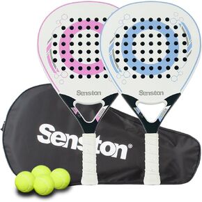 Senston Paddle Tennis Racket Carbon-Fiber Surface with EVA Memory Flex-Foam Core - Padel Racket with Carry Bag and Balls for Pop Tennis Beach Tennis. in Kuwait