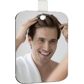 Shower Mirror Fogless for Shaving, 8 x 9.4 Inch Anti-Fog Wall Hanging Mirror with Adhesive Hook Shatterproof Fog Free Makeup Mirrors Acrylic Fogless Shower Mirrors for Bathroom Men Women in Kuwait