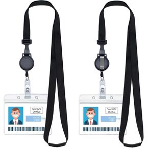 حبل قابل للسحب لحامل شارة الهوية، مشبك أمان، مشبك قابل للتعديل، مشبك حزام بكرة الشارة مع حامل بطاقة بسحاب مقاوم للماء، أسود [مجموعة ارتداء 3 في 1] (عبوتان (أفقية)) in Kuwait