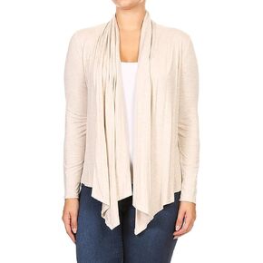 Women's Plus Size Long Sleeves Loose Fit Waist Length Solid Cardigan Made in USA XL-3XL in Kuwait