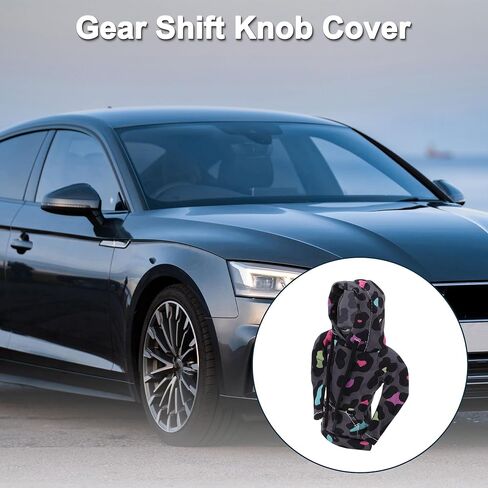 Car SUV Truck Gear Shift Knob Cover Automotive Manual Stick Shifting Handle Protector Leopard Print Purple,Grey,Black 1 Pc 6.69"x4.53" Polyester in Saudi Arabia