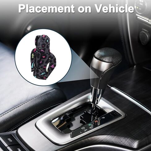 Car SUV Truck Gear Shift Knob Cover Automotive Manual Stick Shifting Handle Protector Leopard Print Purple,Grey,Black 1 Pc 6.69"x4.53" Polyester in Saudi Arabia