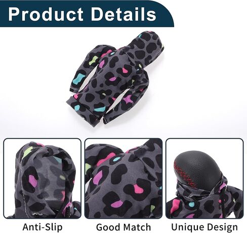 Car SUV Truck Gear Shift Knob Cover Automotive Manual Stick Shifting Handle Protector Leopard Print Purple,Grey,Black 1 Pc 6.69"x4.53" Polyester in Saudi Arabia
