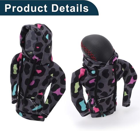 Car SUV Truck Gear Shift Knob Cover Automotive Manual Stick Shifting Handle Protector Leopard Print Purple,Grey,Black 1 Pc 6.69"x4.53" Polyester in Saudi Arabia