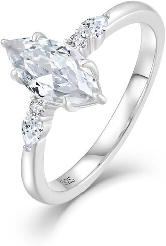Marquise Ring for Women, 1CT Cubic Zirconia 925 Sterling Silver Engagement Wedding Band, Promise Ring Size 6-9 in Kuwait