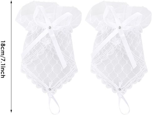 Yolev Lace Fingerless Gloves Short Bow Rhinestone Gloves Tea Party Wedding White Mesh Glove for Bridal Elegant Banquet Halloween Wedding Prom Cosplay Funeral Masquerade Glove Women in Saudi Arabia