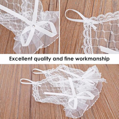 Yolev Lace Fingerless Gloves Short Bow Rhinestone Gloves Tea Party Wedding White Mesh Glove for Bridal Elegant Banquet Halloween Wedding Prom Cosplay Funeral Masquerade Glove Women in Saudi Arabia
