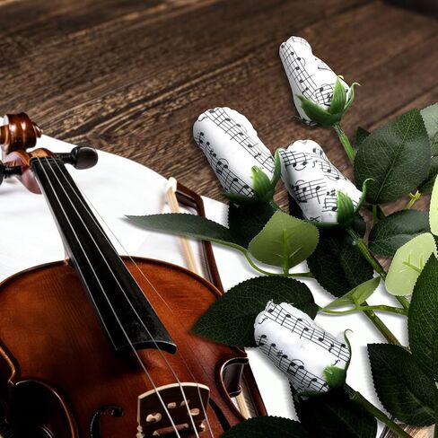 12 Pcs Music Rose Flowers Bulk Artificial 13 Inches Silk Cloth Bouquet Gift Simulation Music Note Roses Floral Party Supply Musician Gift for Anniversary Birthday(Classic) in Kuwait