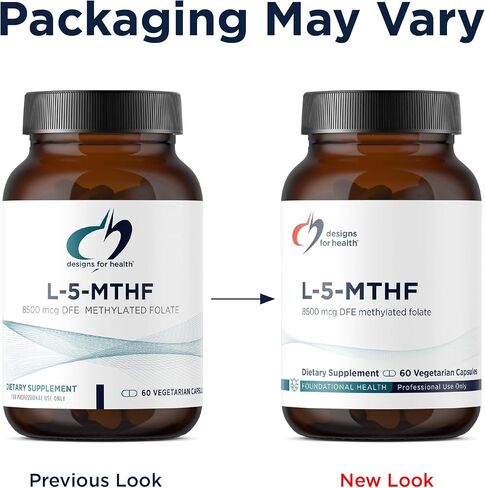 Designs for Health L 5-MTHF - Quatrefolic L Methylfolate Supplement 5mg (8500 DFE) - Methylated Folate Supplement for Women & Men - Supports Methylation - Non-GMO, Gluten Free (60 Capsules) in Saudi Arabia