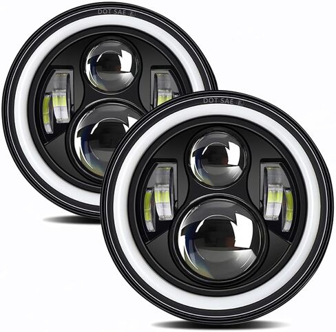 H6024 2 قطعة 7 بوصة مصابيح أمامية LED مع ضوء النهار الجري لسيارة جيب رانجلر JK JKU LJ TJ CJ GMC تشيفي فورد دودج مازدا مياتا نيسان ماك VW AM General Hummer H1 H2 Land Rover Defender سوزوكي in Kuwait