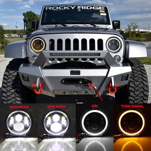 H6024 2 قطعة 7 بوصة مصابيح أمامية LED مع ضوء النهار الجري لسيارة جيب رانجلر JK JKU LJ TJ CJ GMC تشيفي فورد دودج مازدا مياتا نيسان ماك VW AM General Hummer H1 H2 Land Rover Defender سوزوكي in Kuwait