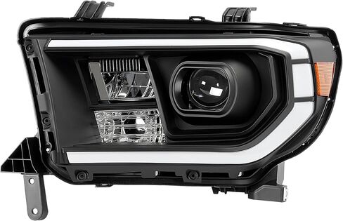Pair Projector Headlight Compatible with 2007-2017 Toyota Tundra Sequoia w/C Shape LED Tube Bar Headlamp Assembly Clear Lens+Black Housing Replacement for TO2503171 TO2502171 LH&RH in Kuwait