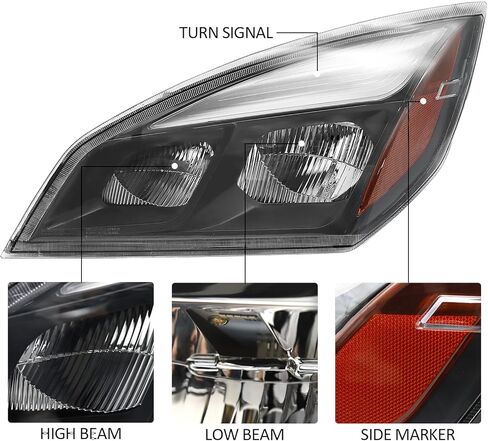 LED Headlights Assembly Compatible with 2018-2024 Freightliner Cascadia,Black Housing (Passenger Side) in Kuwait