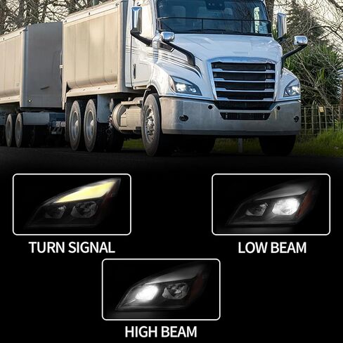 LED Headlights Assembly Compatible with 2018-2024 Freightliner Cascadia,Black Housing (Passenger Side) in Kuwait