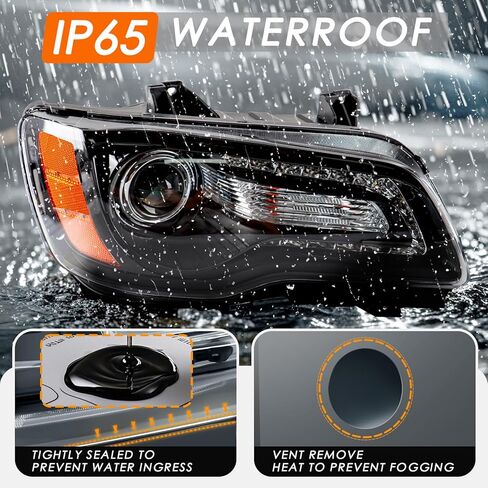 Headlights Assembly Compatible with 2012-2014 Chrysler 300,Headlamp Black Bezel Passenger Side Replacement CH2503235 68085416AF in Saudi Arabia