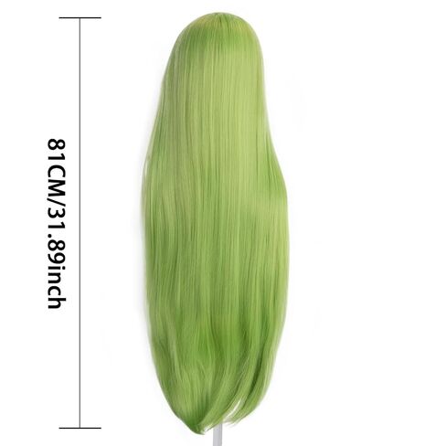 Hair Cap+ Green Wigs for Women Long Green Straight Hair with Bangs Women Christmas Wigs St Patrick Day Halloween Cosplay Christmas Party Anime Themed Party Costume Outfits in Saudi Arabia
