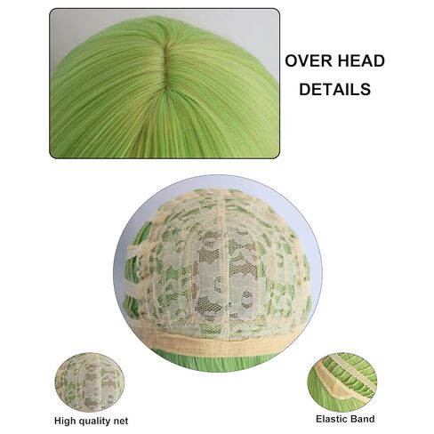Hair Cap+ Green Wigs for Women Long Green Straight Hair with Bangs Women Christmas Wigs St Patrick Day Halloween Cosplay Christmas Party Anime Themed Party Costume Outfits in Saudi Arabia