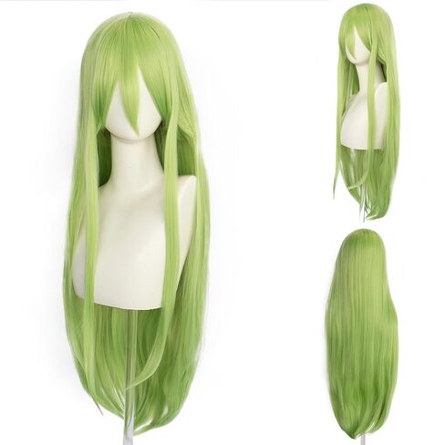 Hair Cap+ Green Wigs for Women Long Green Straight Hair with Bangs Women Christmas Wigs St Patrick Day Halloween Cosplay Christmas Party Anime Themed Party Costume Outfits in Saudi Arabia