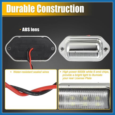 Trailer LED License Plate Lights Courtesy Step License Plate Tag Light for UTV ATV Trailer Truck RV Boat 6000K White 2 Pcs Item Replacement in Saudi Arabia