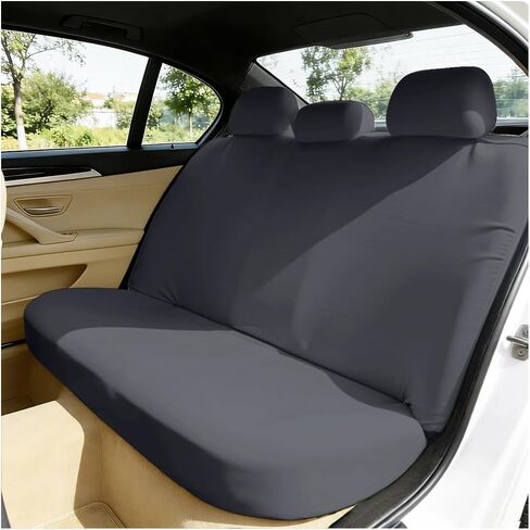 HZEL Car Back Seat Cover, Elastic Scratch Proof Non-Slip Vehicle Rear Solid Bench Protector, Washable Automotive Interior Rear Seat Cover, Universal for SUV Automobile Truck (Dark Grey) in Kuwait