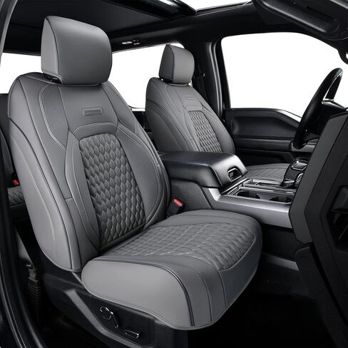 Coverado RAM 1500 Seat Covers, Faux Leather Car Seat Covers Fit for 2009-2018 Dodge RAM 1500 2500 3500 Trucks Seat Covers Automotive Seat Covers Protector for Car (Front, Gray) in Kuwait