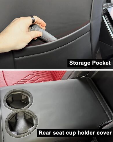 Seat Covers for Cybertruck 2024+ Nappa Leather Fit for Cybertruck with Armrest Cover Full-Cover Seat Protector Airbag Compatible with All Set Gen 3.0 (Black with White) in Kuwait