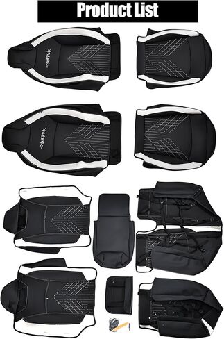 Seat Covers for Cybertruck 2024+ Nappa Leather Fit for Cybertruck with Armrest Cover Full-Cover Seat Protector Airbag Compatible with All Set Gen 3.0 (Black with White) in Kuwait