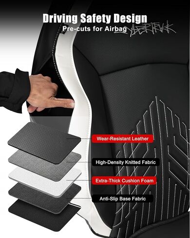 Seat Covers for Cybertruck 2024+ Nappa Leather Fit for Cybertruck with Armrest Cover Full-Cover Seat Protector Airbag Compatible with All Set Gen 3.0 (Black with White) in Kuwait