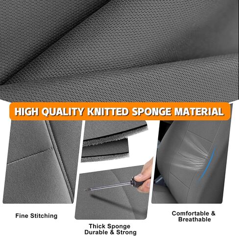 Seat Cover Compatible with 1992-1998 Ford F150/F250/F350 Solid Bench with Molded Headrest (No Center Armrest), Heavy Duty Knitted Fabric in Kuwait