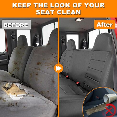 Seat Cover Compatible with 1992-1998 Ford F150/F250/F350 Solid Bench with Molded Headrest (No Center Armrest), Heavy Duty Knitted Fabric in Kuwait