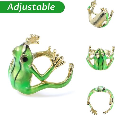 4 قطع خاتم ضفدع شجرة للنساء، مجموعة حلقات ضفدع شجرة لطيفة قابلة للتعديل، حلقات إصبع مفتوحة، ضفادع خضراء مضحكة، مجوهرات ضفادع على شكل حلقة إصبع، مجوهرات هدية مضحكة للنساء in Kuwait