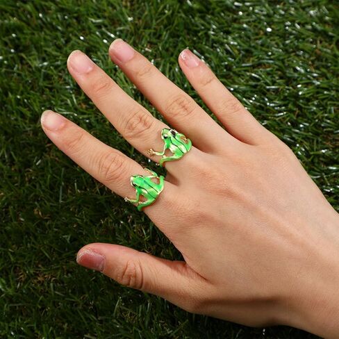 4 قطع خاتم ضفدع شجرة للنساء، مجموعة حلقات ضفدع شجرة لطيفة قابلة للتعديل، حلقات إصبع مفتوحة، ضفادع خضراء مضحكة، مجوهرات ضفادع على شكل حلقة إصبع، مجوهرات هدية مضحكة للنساء in Kuwait