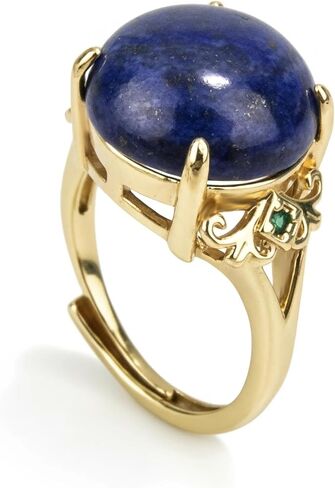 خاتم العقيق الأخضر، خواتم من الأحجار الكريمة من اليشم الأخضر الطبيعي مطلية بالذهب، خواتم من الحجر الأخضر المستدير مقاس 14 ملم قابلة للتعديل للنساء in Kuwait