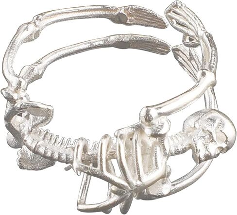 Skull Ring 925 Sterling Silver Handcrafted Gothic Rock Punk Diablo Vintage Cocktail Party Biker Retro [Skeleton 60028] - Light Silver in Kuwait