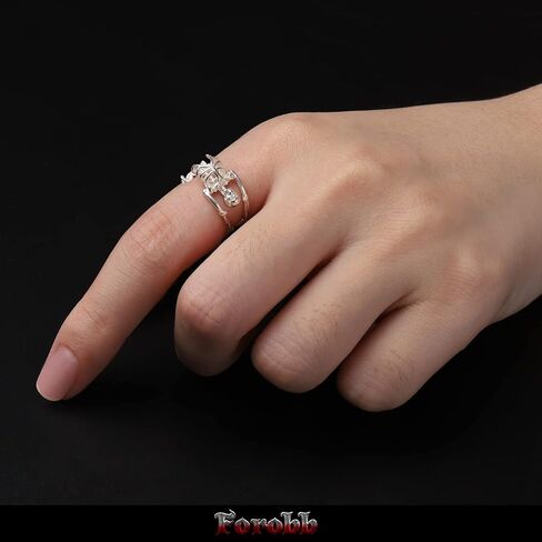 Skull Ring 925 Sterling Silver Handcrafted Gothic Rock Punk Diablo Vintage Cocktail Party Biker Retro [Skeleton 60028] - Light Silver in Kuwait