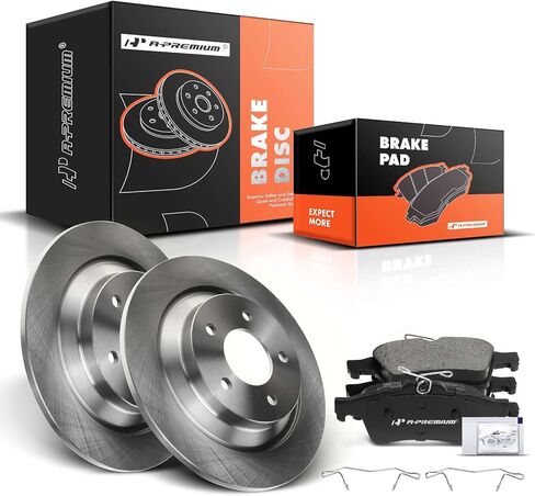 A-Premium 11.88 inch (301.7mm) Rear Solid Disc Brake Rotors + Ceramic Pads Kit Compatible with Select Mazda Models - 5 2006-2010/2012-2017, 6-PC Set in Saudi Arabia