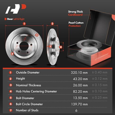 A-Premium 11.88 inch (301.7mm) Rear Solid Disc Brake Rotors + Ceramic Pads Kit Compatible with Select Mazda Models - 5 2006-2010/2012-2017, 6-PC Set in Saudi Arabia